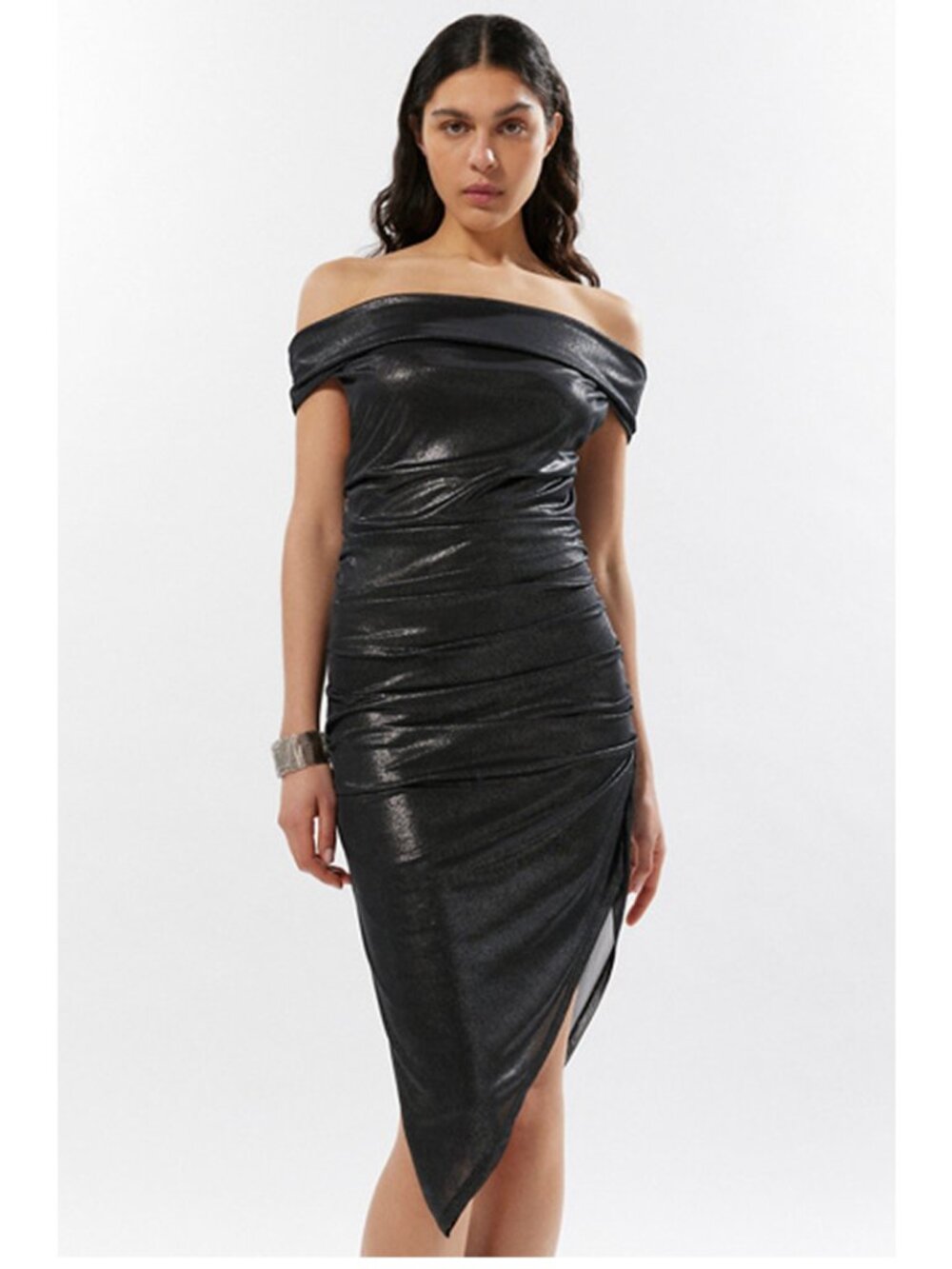 Silence + Noise Arianna Off-The-Shoulder Midi Dress
